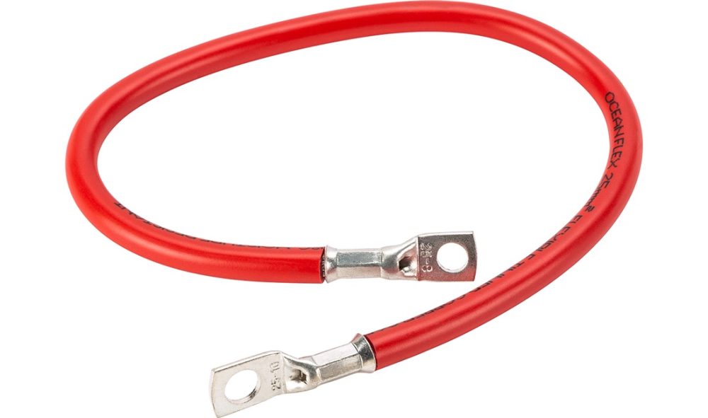 Batterikabel röd 25mm2 0,5m m/ kabelsko